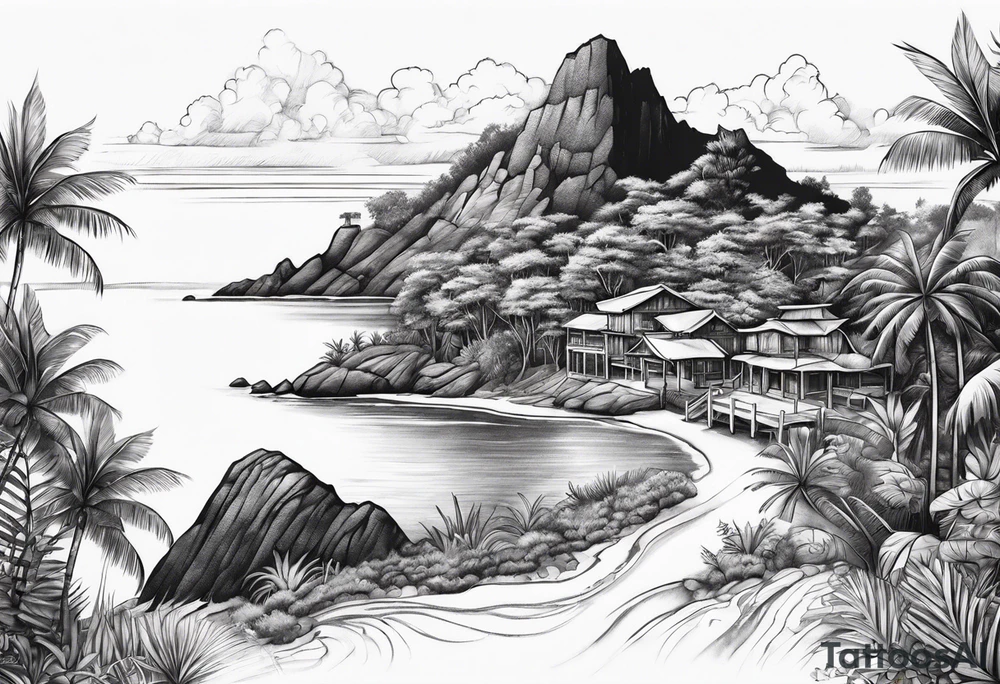 island background tattoo idea