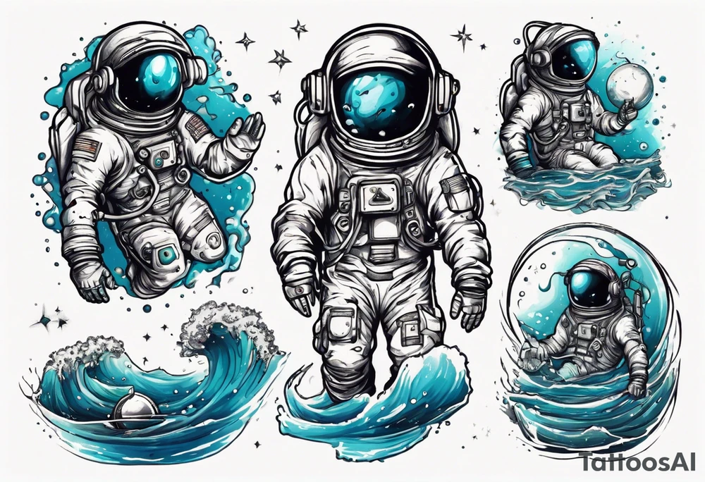 astronaut in the ocean tattoo idea