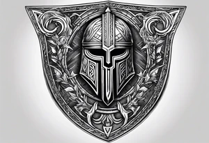 Valhalla shield sword axe Valknut fire armour tattoo idea