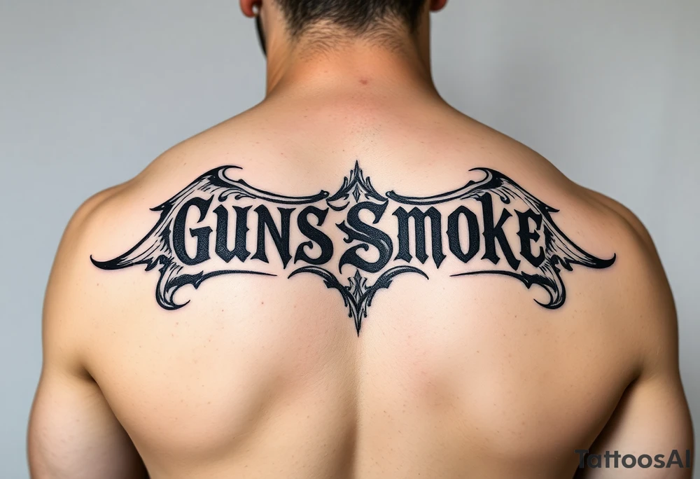 tat that says gunsmokesolo tattoo idea