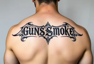 tat that says gunsmokesolo tattoo idea