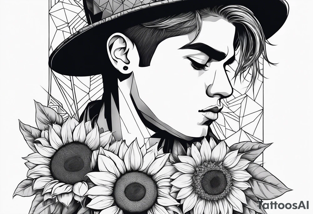 sad boy with sunflower tattoo idea