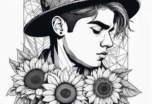 sad boy with sunflower tattoo idea