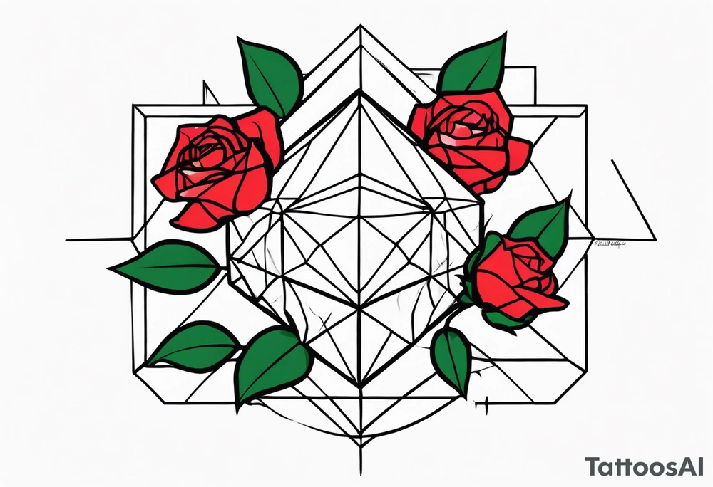 Tesseract and roses tattoo idea