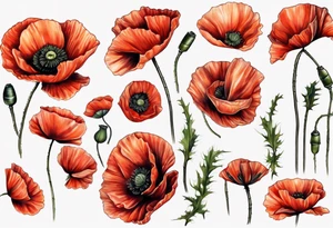Multiple poppies tattoo idea