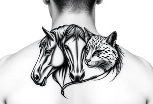 Horse and cat bond smaller for behind arm above elbow tattoo idea