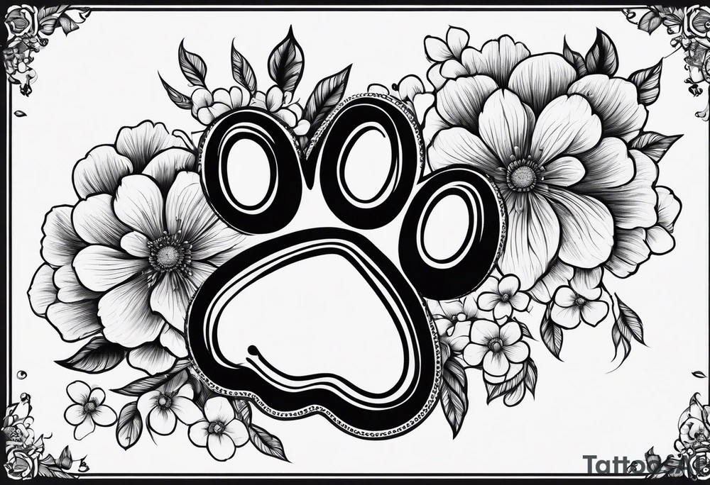 Paw print made with flowers tattoo idea