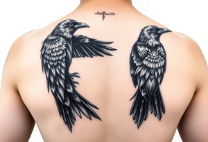 Itachi and crows on right chest piece starting arm sleeve tattoo idea