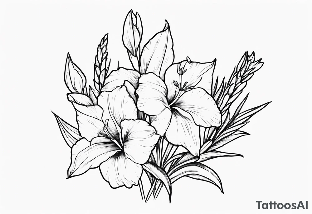 larkspur and gladiolas tattoo idea