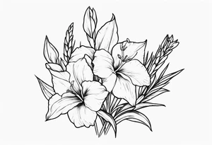 larkspur and gladiolas tattoo idea