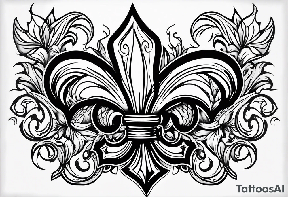 Fleur de lys celtique en flamme tattoo idea