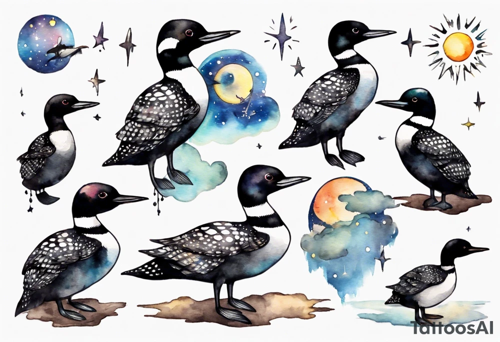 a loon wearing spectacles staring into the night sky tattoo idea