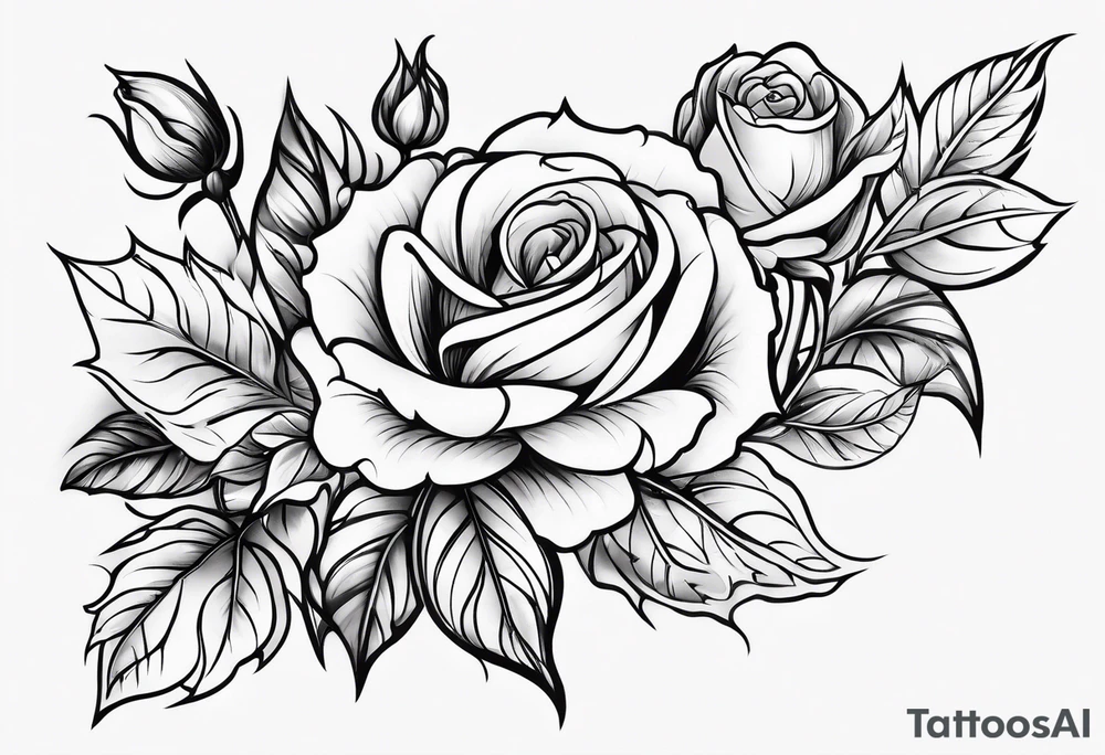 draw image of sleeve tattoo that has 65 roses on a vine, they can be different sizes, only blacks no colour tattoo idea