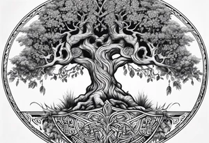 Viking back piece tree of life tattoo idea