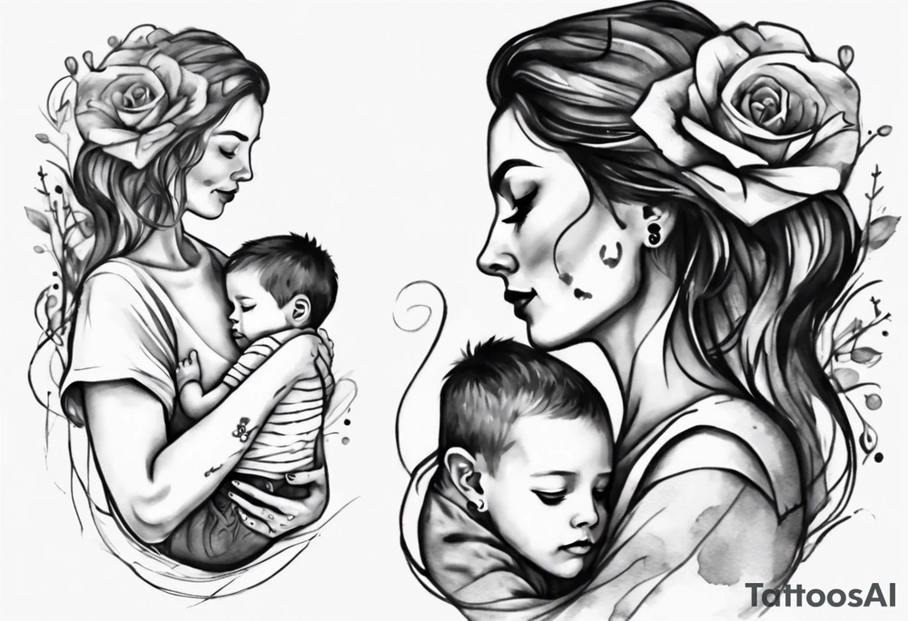 Mother hugging her son tattoo idea