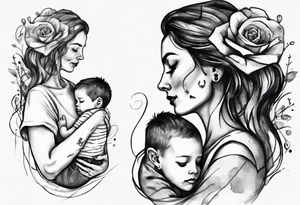 Mother hugging her son tattoo idea