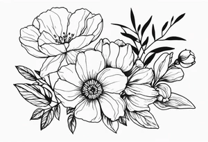 November birth flower and July birth flower in a bouquet small tattoo idea