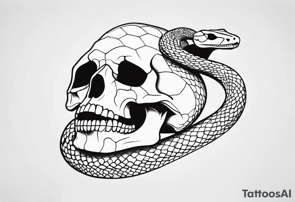 Snake on skull head tattoo idea
