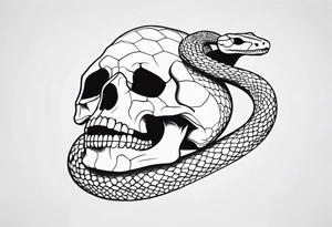 Snake on skull head tattoo idea