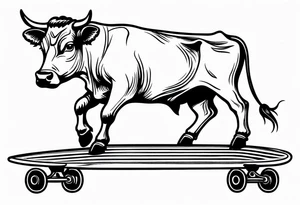 Cow riding skateboard jumping tattoo idea