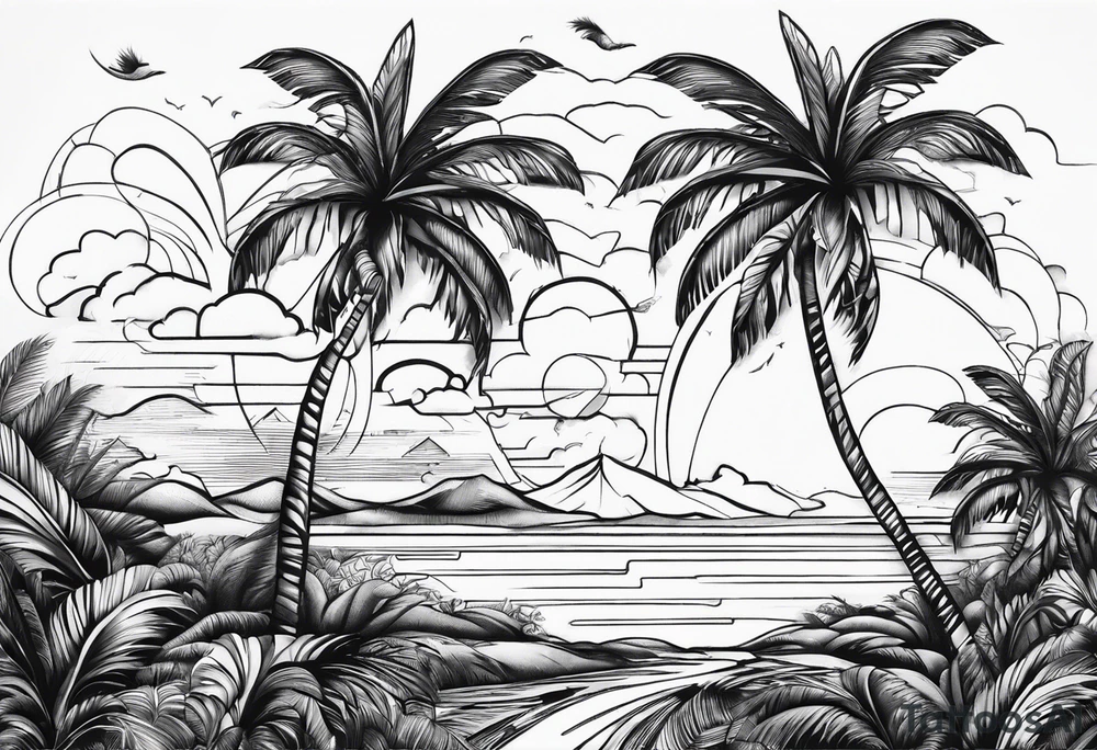 palm tree but remove leaves tattoo idea