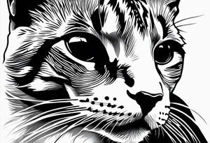 right side profile of a cat face tattoo idea