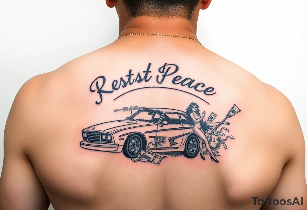 Rest in peace dad lowrider cars and 
girls and money tattoo idea