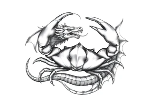 Dark cancer zodiac sign tattoo with dragon on background tattoo idea