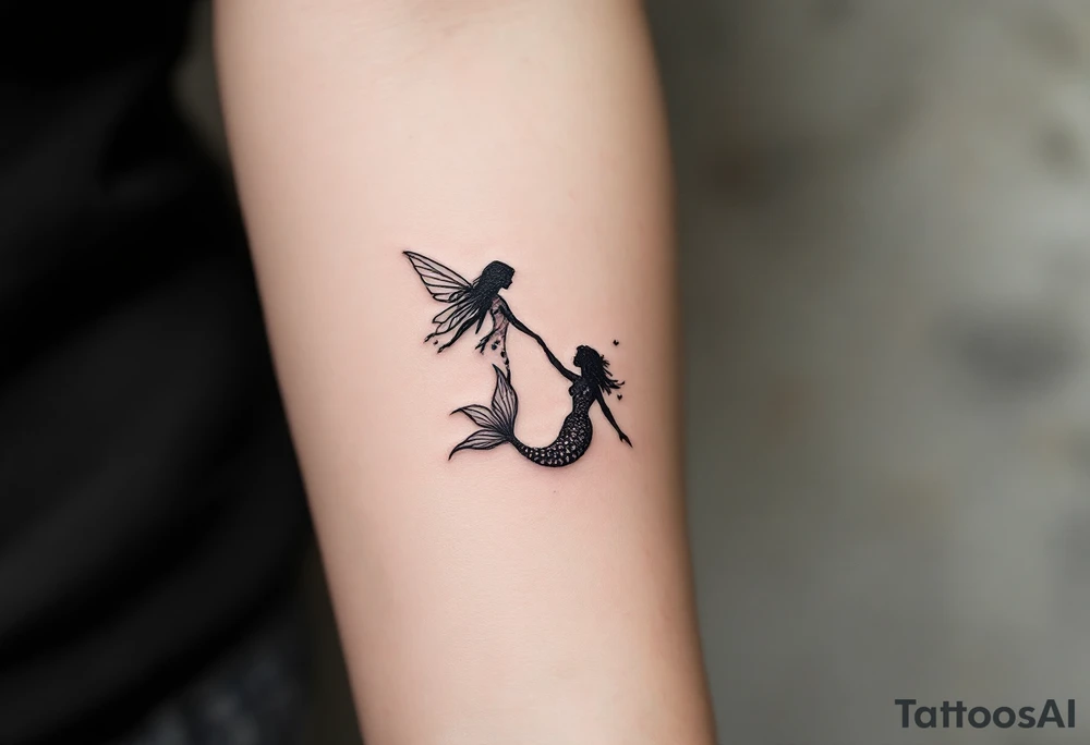 mermaid and fairy small tattoo idea