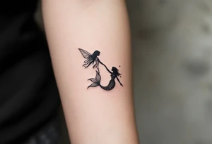 mermaid and fairy small tattoo idea