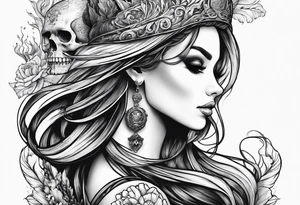 mermaid with skull tattoo idea
