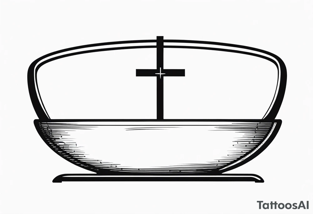 Picture of weight scale with a cross in the bowl on one side weighed down tattoo idea