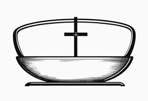 Picture of weight scale with a cross in the bowl on one side weighed down tattoo idea