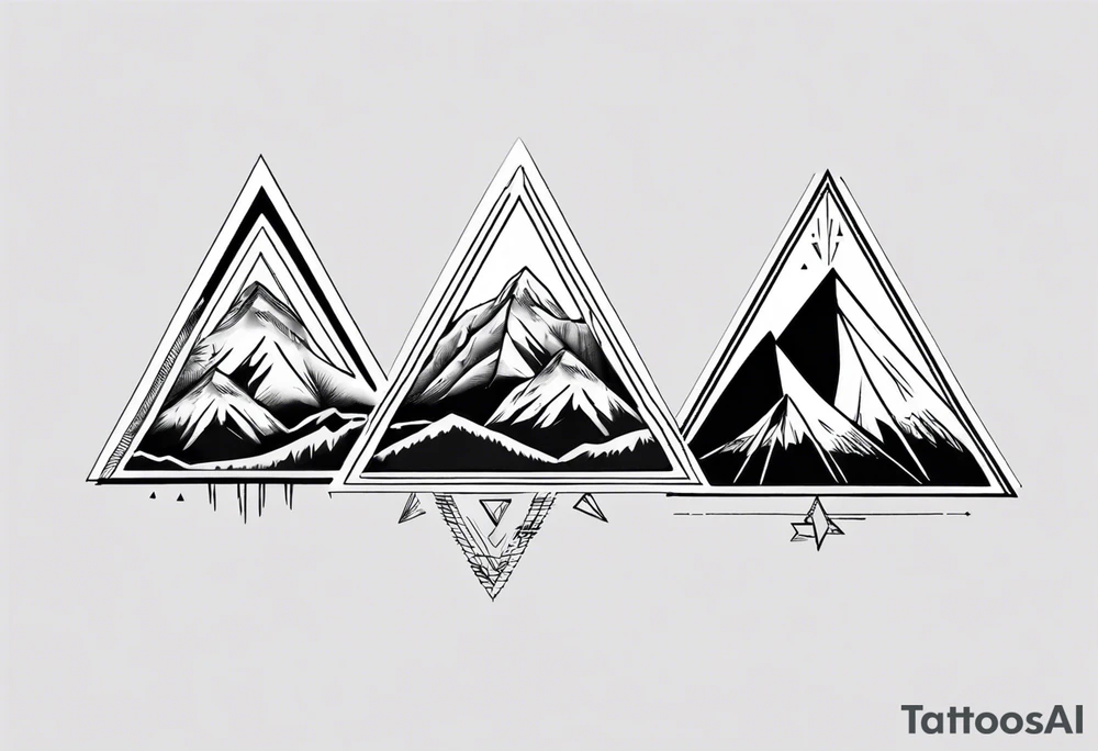 Four peak triangle mountains all connected tattoo idea