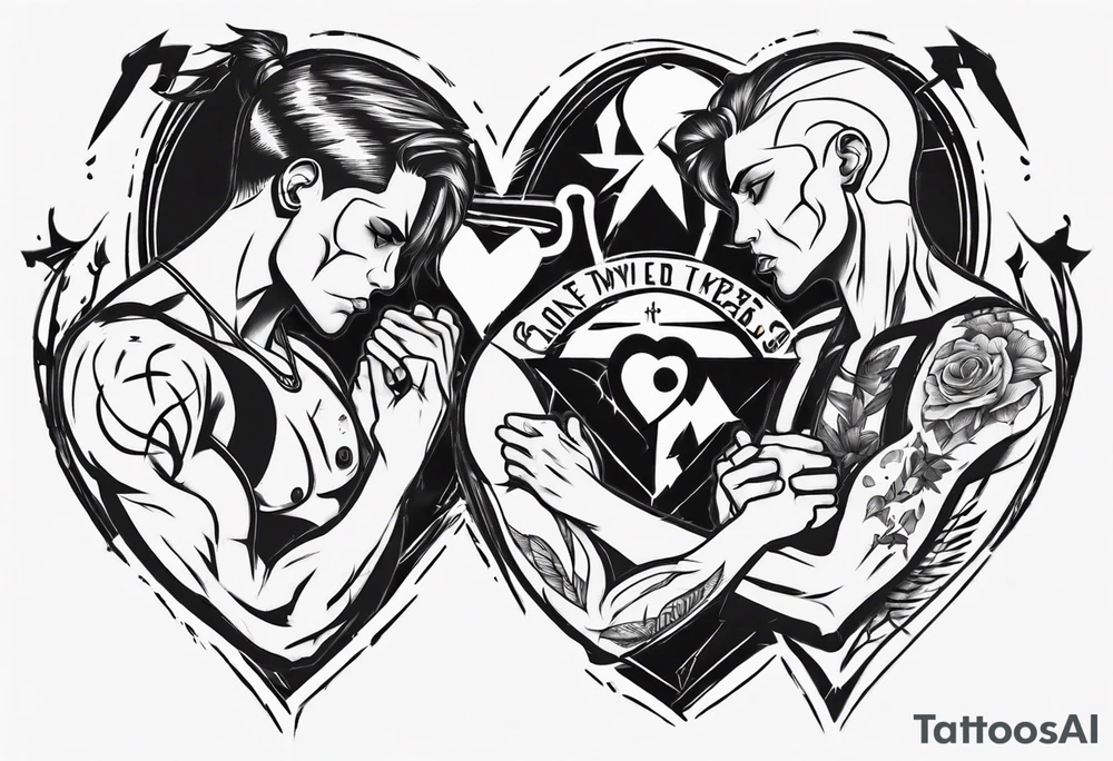 Broken-hearted gym twins tattoo idea