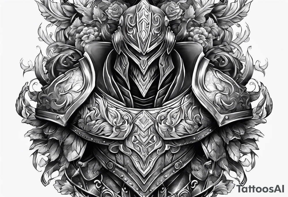 Armor for upper arm and chest tattoo idea