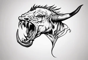 Aggressive Bullhead from the side facing right. tattoo idea