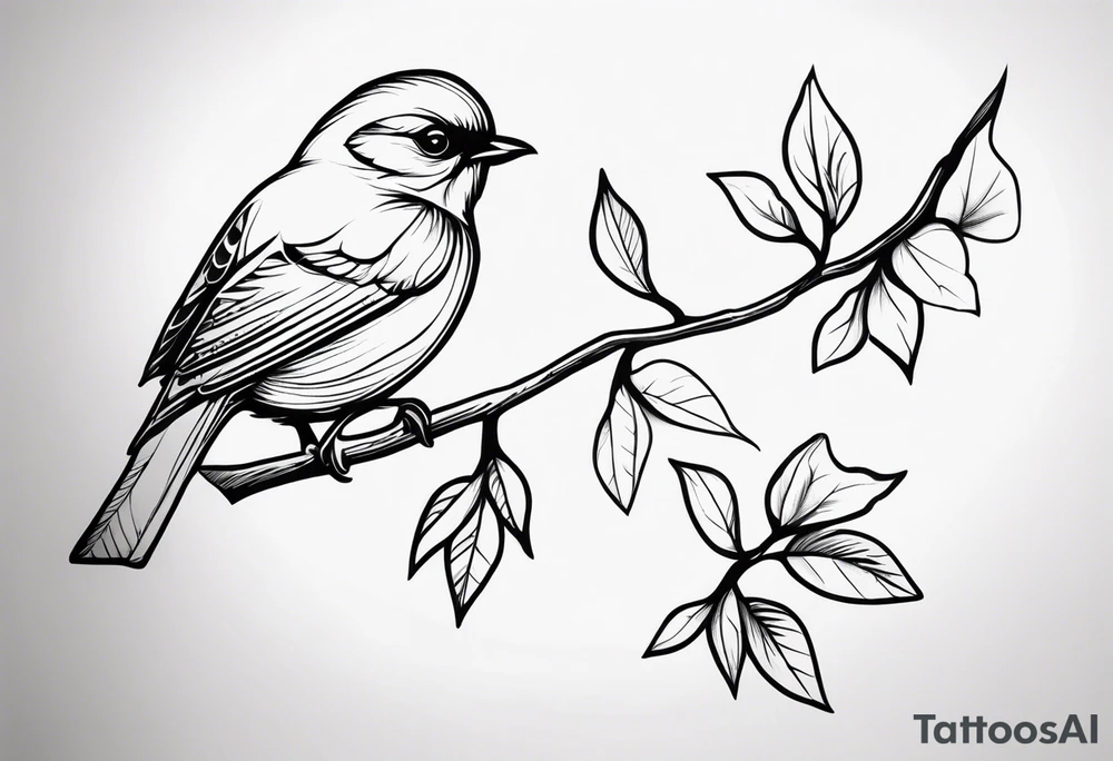 Bird oak tattoo idea