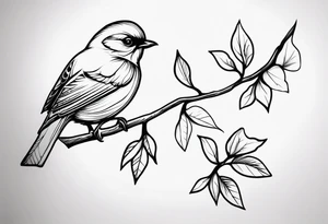 Bird oak tattoo idea