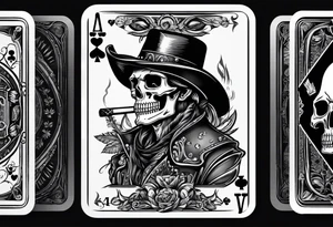 Cowboy skeleton playing cards with a cigarette tattoo idea
