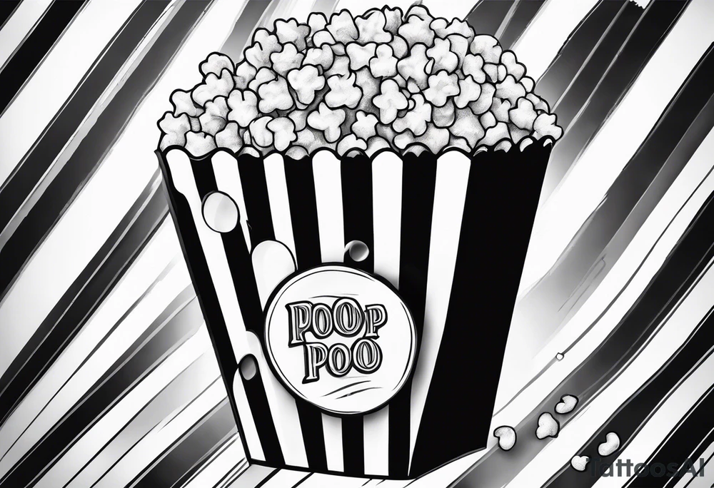 Traditional cinema Popcorn box with vertical stripes tattoo idea