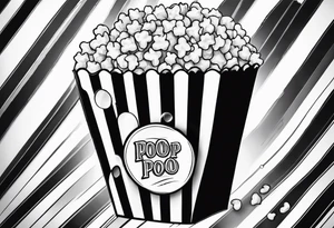 Traditional cinema Popcorn box with vertical stripes tattoo idea