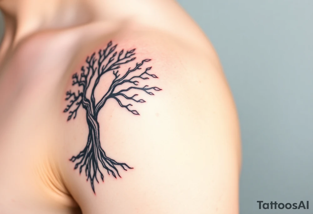 Tree hour glass strength tribal tattoo idea