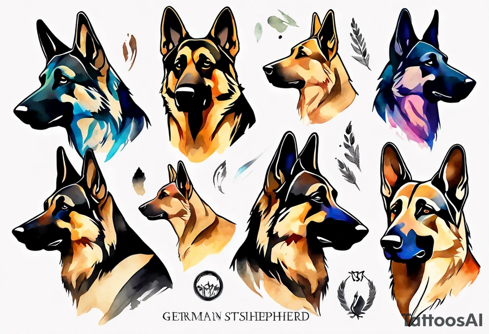 German shepherd profile tattoo idea