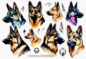German shepherd profile tattoo idea