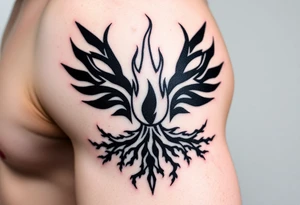 a flame imprisoned in a roots form tattoo idea