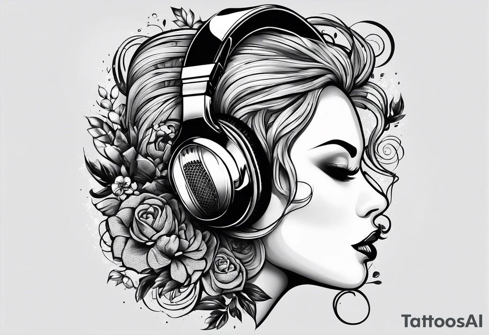 microphone, headphones tattoo idea