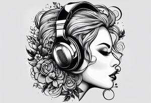 microphone, headphones tattoo idea