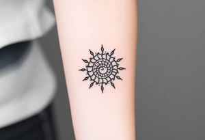 Fibonacci spiral shell sun tattoo idea