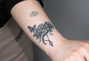 Joker tattoo with roses and a snake through the roses and money butterfly’s with filler ink tattoo idea